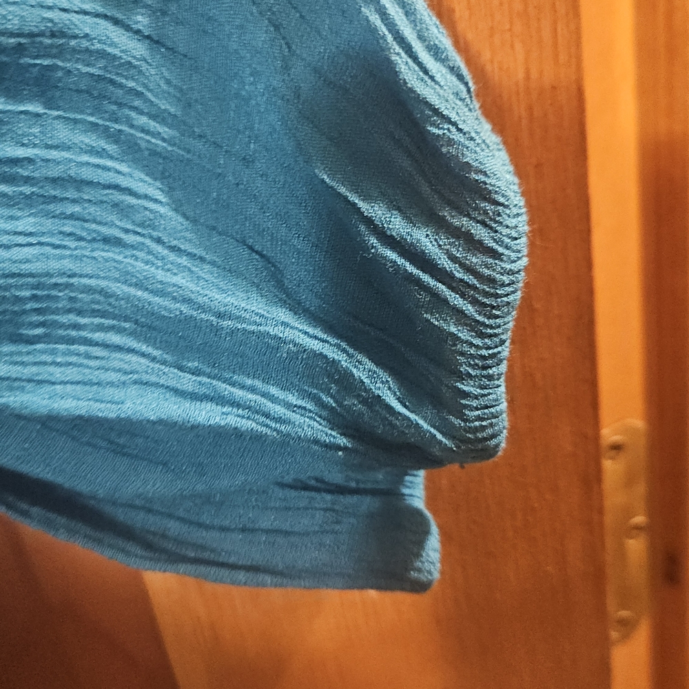 Counterparts Turquoise Gauze Blouse with Embroidered Accents - Picture 5 of 7